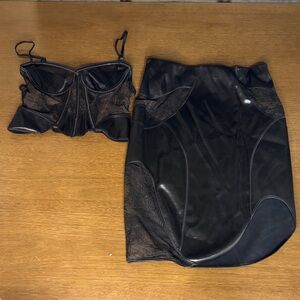 Honey Birdette Black Skirt and Bra top with Lace Accents